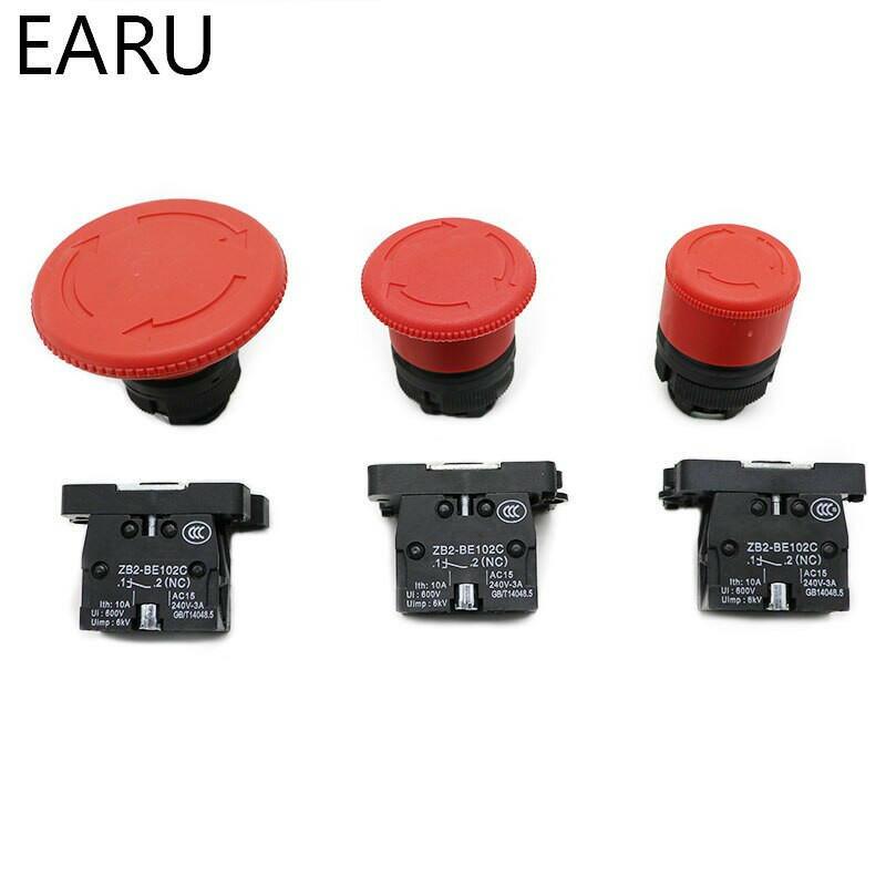 Mushroom Emergency Stop Switch 22mm NO/NC Red Push Button Switch  600V 10A.