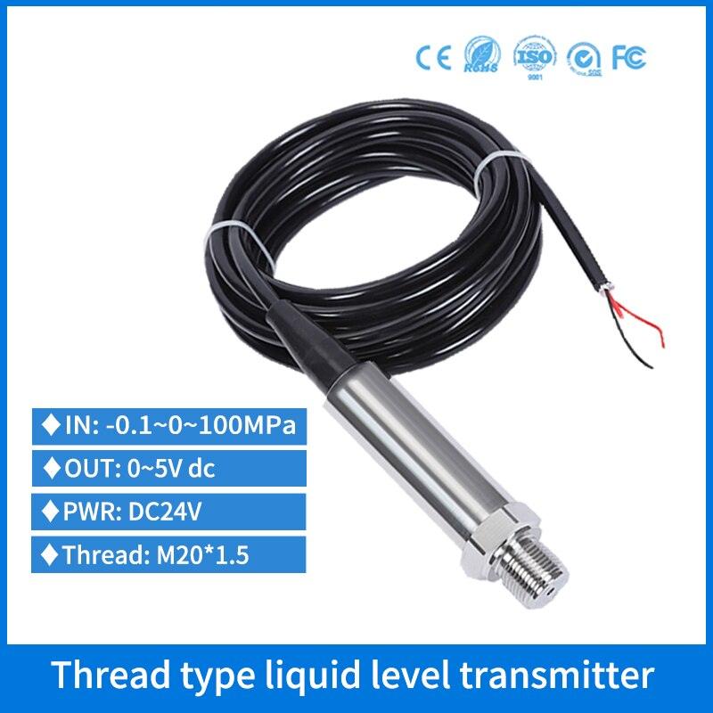 NPT1/4 thread 1m Fuel Diesel Tank Pressure Level Sensor Transducer for Truck Tank 0-5v Piezo Hydrostatic Water Level Transmitter.