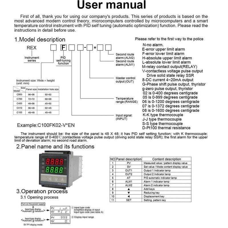 PID Digital Intelligent Industrial Temperature Controller K Universal Input REX-C100 C400 C700 C900 Thermostat SSR Relay Output.