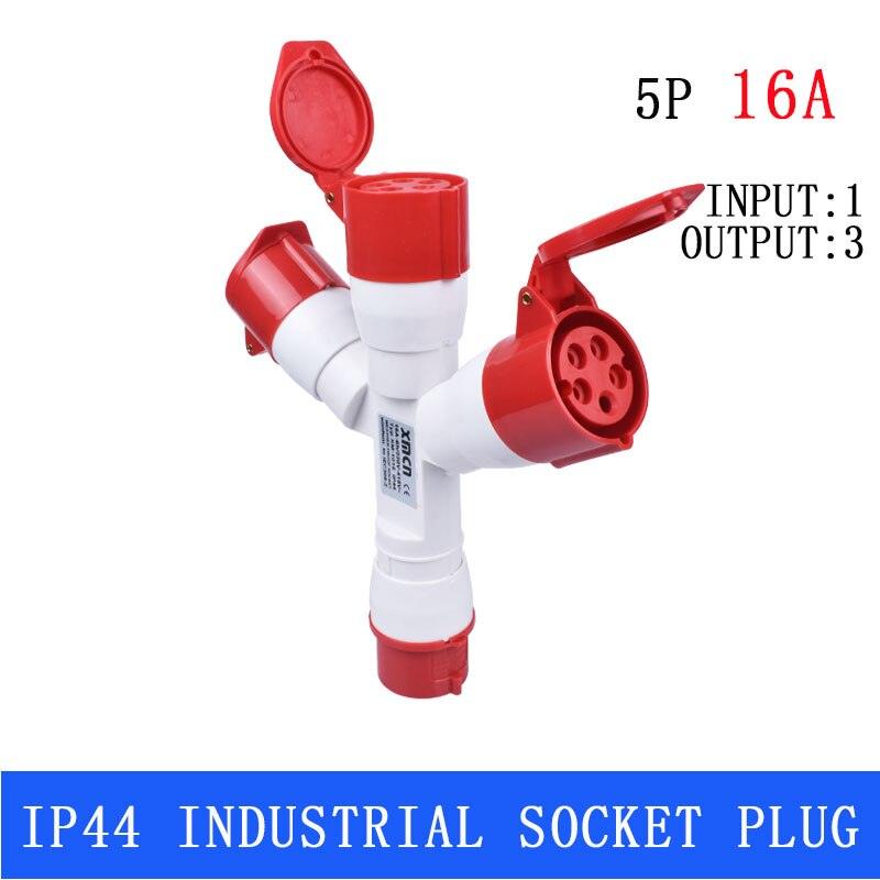 Plugs for Sockets Waterproof Dustproof Industrial Plug 1 Input to 3 IP44.