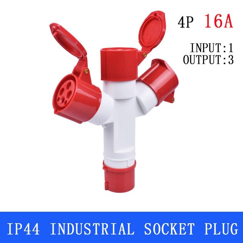 Plugs for Sockets Waterproof Dustproof Industrial Plug 1 Input to 3 IP44.