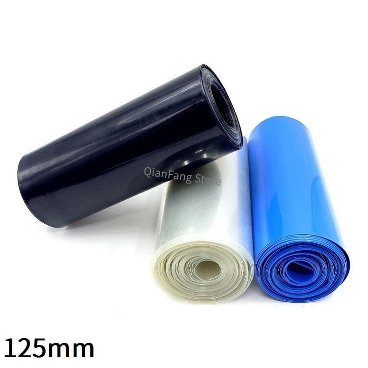 PVC Heat Shrink Tube 125mm Width Blue Black Shrinkable Cable Sleeve Sheath Pack Cover for 18650 Lithium Battery Film Wrap.