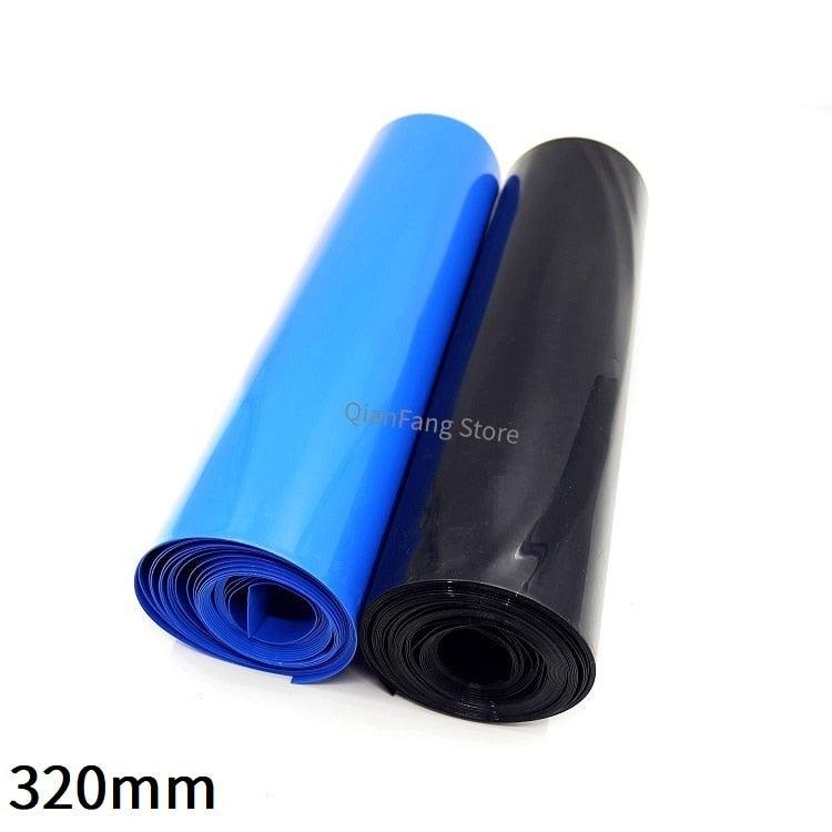 PVC Heat Shrink Tube 320mm Width Blue Black Shrinkable Cable Sleeve Sheath Pack Cover for 18650 Lithium Battery Film Wrap.