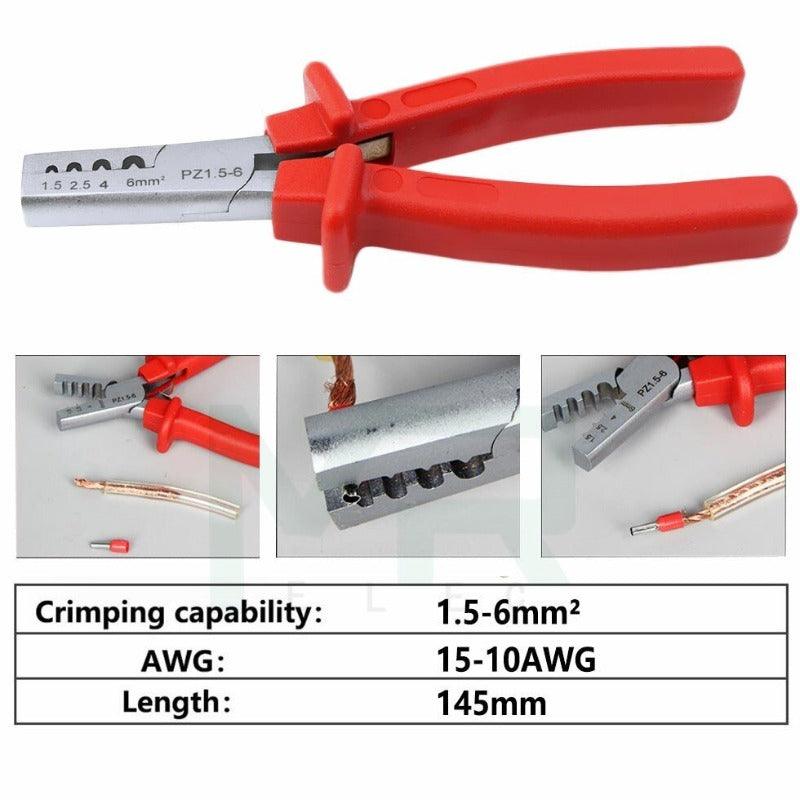 PZ1.5-6 Germany Style Small Crimping Plier For Cable End Sleeves Special Tool Steel.