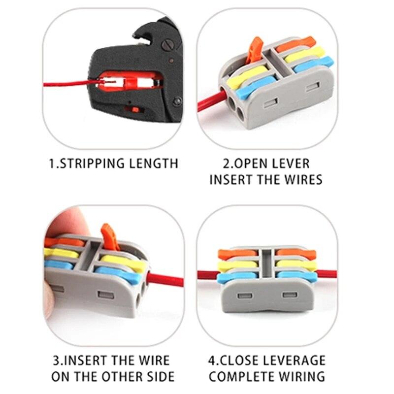 Quick Connector Type Boxed Wire Connector 2/3/4/5 Pin Conductor Splitter to Wiring Terminal Block LED Light Push Type Connector.