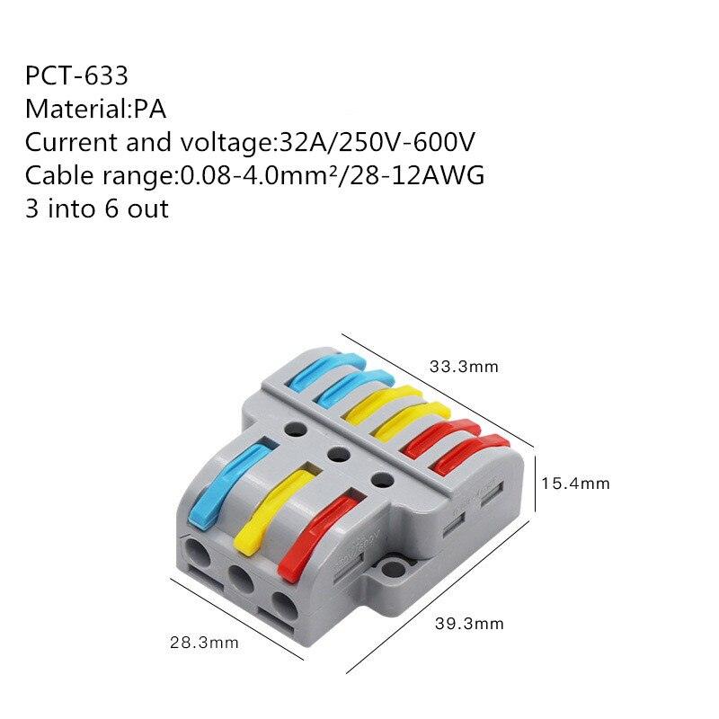 Quick Wire Connector TL633 933 Universal Wiring Cable Connectors Push-in Conductor Terminal Block Led Light Electrical Splitter.