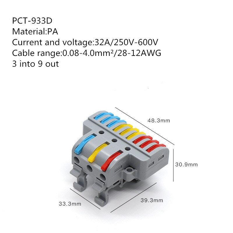 Quick Wire Connector TL633 933 Universal Wiring Cable Connectors Push-in Conductor Terminal Block Led Light Electrical Splitter.