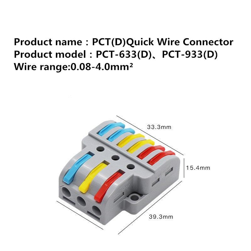 Quick Wire Connector TL633 933 Universal Wiring Cable Connectors Push-in Conductor Terminal Block Led Light Electrical Splitter.