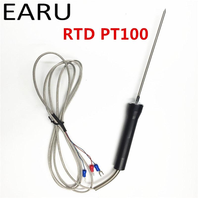 RTD PT100 3mm Diameter Sharp Probe Temperature Sensor with Handle to Measure Meat Oven Thermocouple BBQ Barbecue Somker Kitchen.