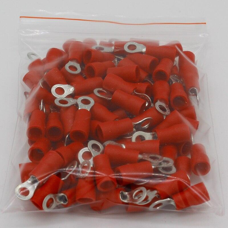 RV1.25-3 Red Ring Insulated Wire Connector Electrical Crimp Terminal RV1.25-3 Cable Wire Connector 100PCS RV1-3 RV.