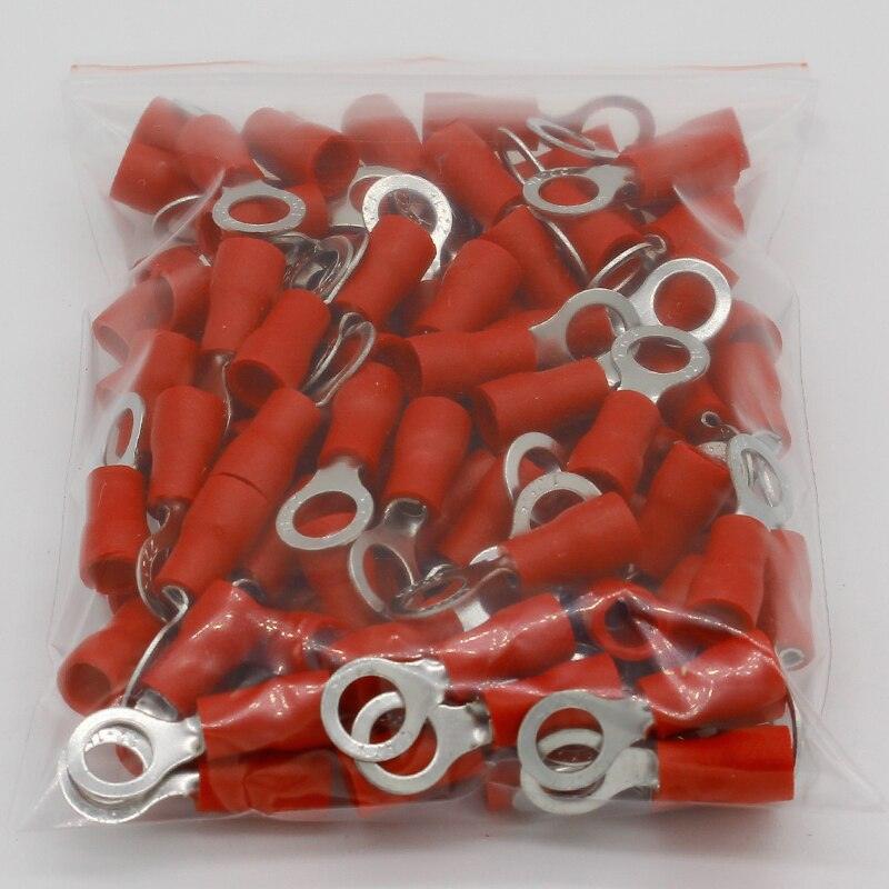 RV1.25-5 Red Insulated Crimp Ring Terminal Cable Wire Connector 100PCS/Pack RV1-5 RV.