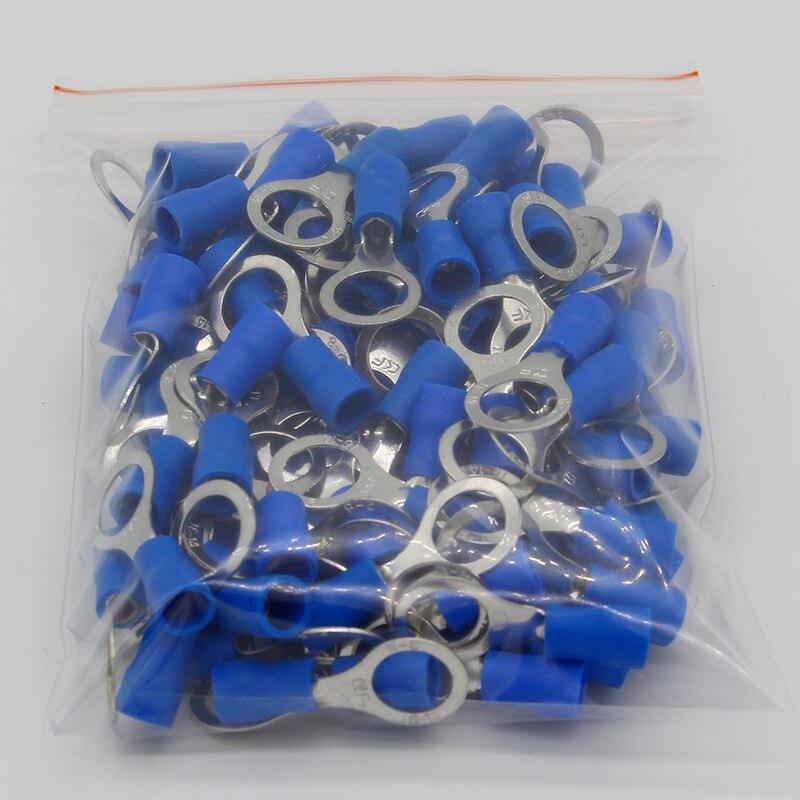 RV2-8 Blue Ring insulated terminal Cable Wire Connector 100PCS/Pack suit 1.5-2.5mm cable Electrical Crimp Terminal RV2.5-8 RV.
