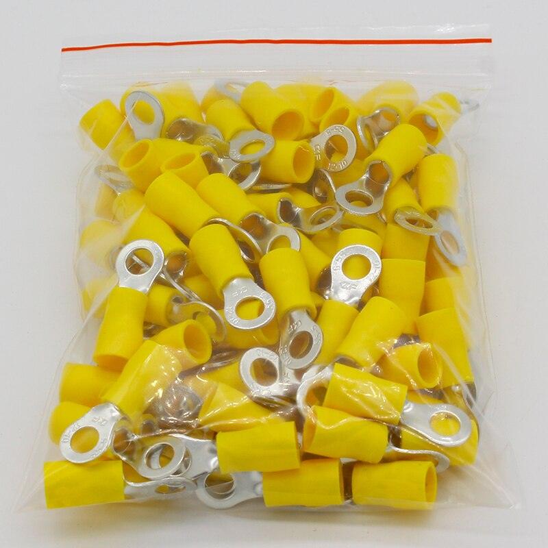 RV5.5-5 Yellow Ring insulated terminal cable Crimp Terminal 100PCS/Pack suit 4-6mm2 Cable Wire Connector RV5-5 RV.