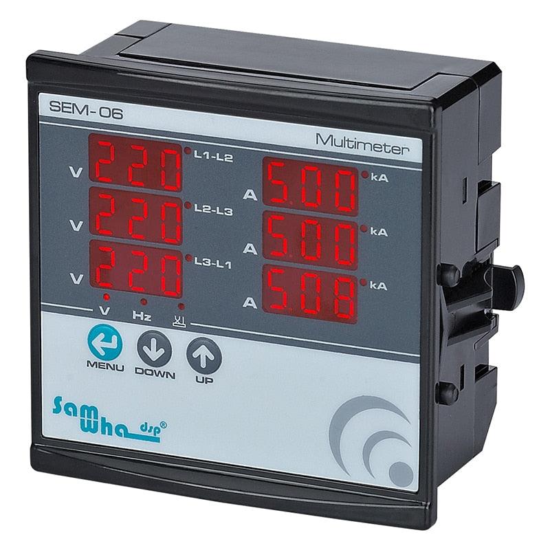 Samwha-Dsp SEM-06 Digital Multimeter, Three Phase Volt(L-L),(L-N), Ampere ,Frequency, Phase Sequence Display Panel Meter 12 in 1.