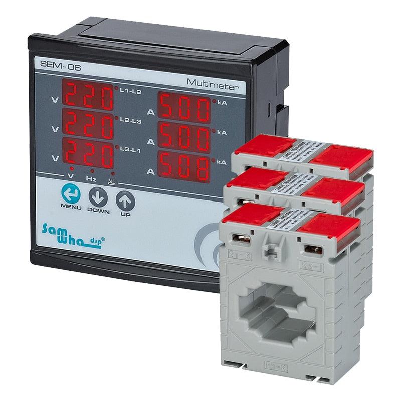 Samwha-Dsp SEM-06 Digital Multimeter, Three Phase Volt(L-L),(L-N), Ampere ,Frequency, Phase Sequence Display Panel Meter 12 in 1.