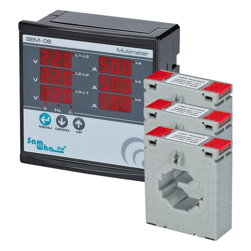 Samwha-Dsp SEM-06 Digital Multimeter, Three Phase Volt(L-L),(L-N), Ampere ,Frequency, Phase Sequence Display Panel Meter 12 in 1.