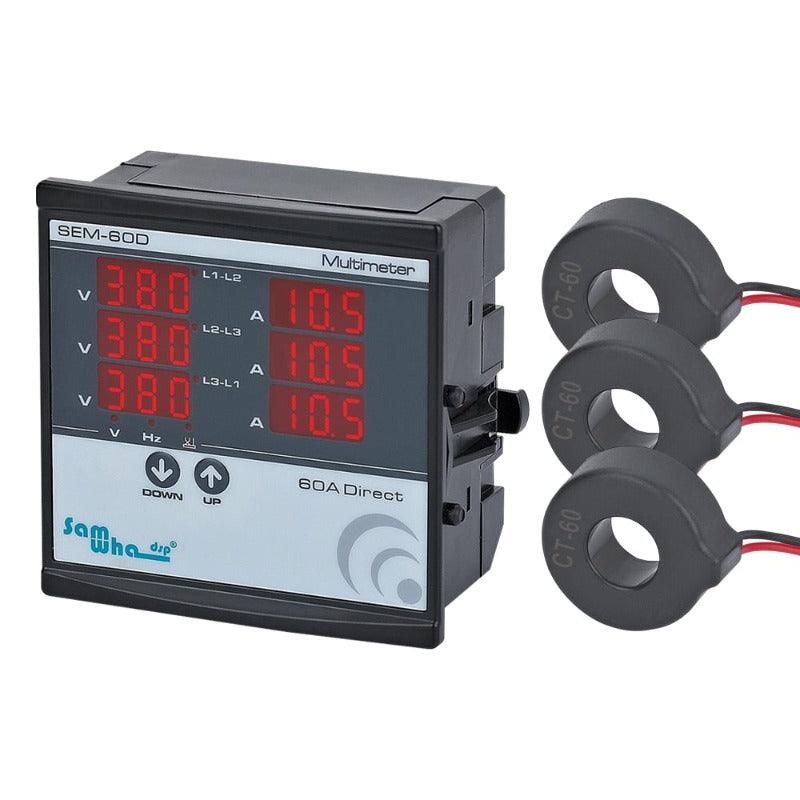 Samwha-Dsp SEM-XXD Digital Multimeter, Contains 3 C.T, Three Phase Volt(L-L),(L-N), Ampere ,Frequency, Phase Sequence Display.