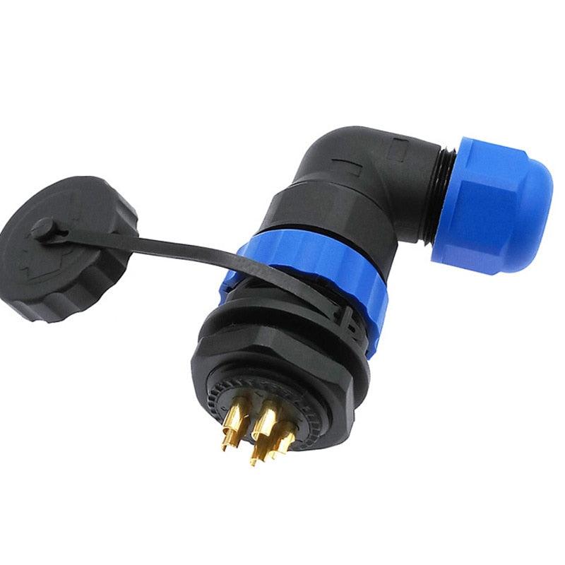 SP20 90 degree elbow waterproof connector 1pin 2pin 3/4/5/6/7/8/9/10/12/14Pin IP68 Industrial power angle connectors.