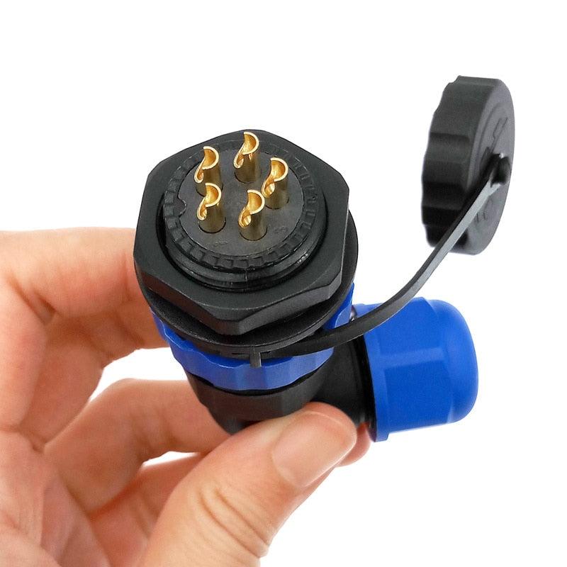 SP20 90 degree elbow waterproof connector 1pin 2pin 3/4/5/6/7/8/9/10/12/14Pin IP68 Industrial power angle connectors.