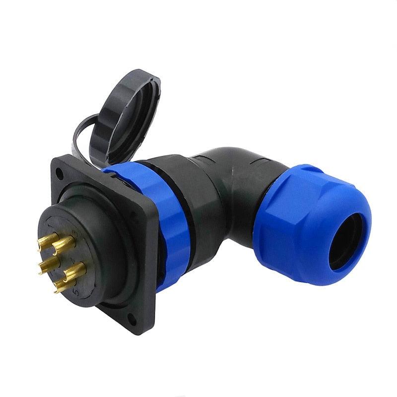 SP28 waterproof connector 2 pin 3/4/5/6/7/8/9/10/12/14/16/19/22/24/26Pin IP68 flange socket  angle connectors 90 degree elbow.