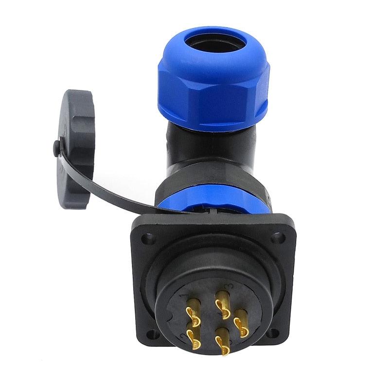 SP28 waterproof connector 2 pin 3/4/5/6/7/8/9/10/12/14/16/19/22/24/26Pin IP68 flange socket  angle connectors 90 degree elbow.