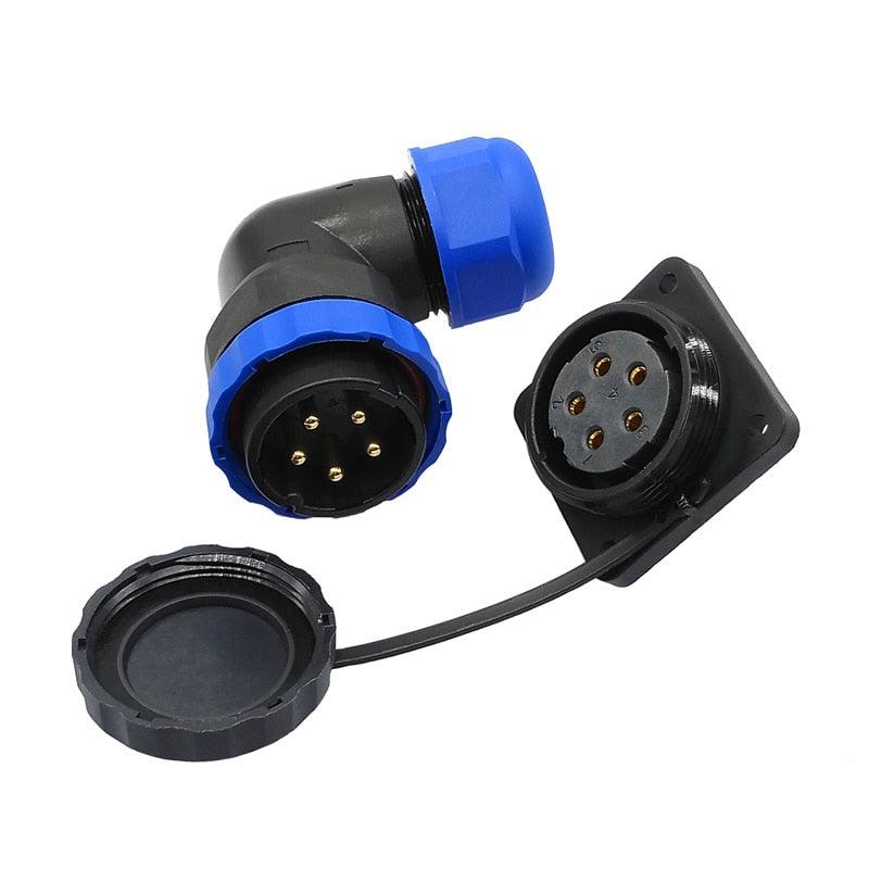 SP28 waterproof connector 2 pin 3/4/5/6/7/8/9/10/12/14/16/19/22/24/26Pin IP68 flange socket  angle connectors 90 degree elbow.