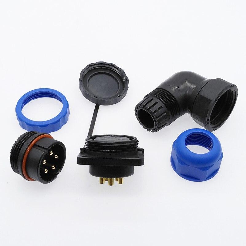 SP28 waterproof connector 2 pin 3/4/5/6/7/8/9/10/12/14/16/19/22/24/26Pin IP68 flange socket  angle connectors 90 degree elbow.