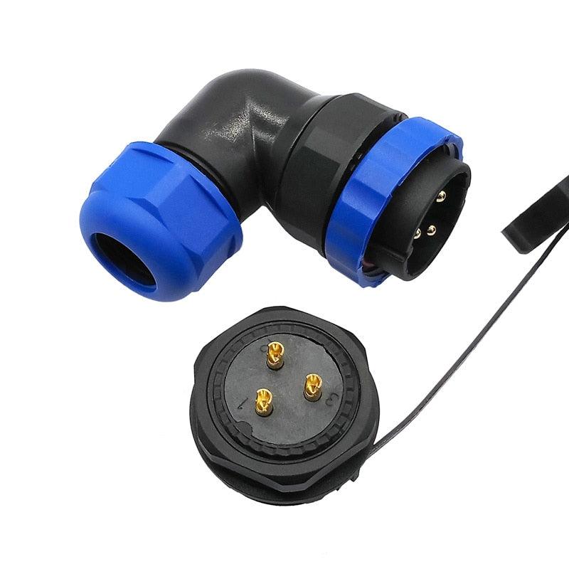 SP28  waterproof  IP68 cable connector 2pin 3/4/5/6/7/8/9/10/12/14/16/19/22/24/26Pin angle connectors 90 degree elbow.