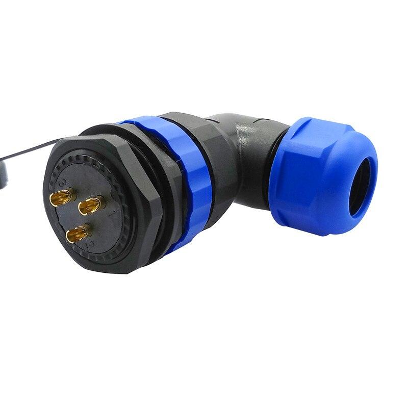 SP28  waterproof  IP68 cable connector 2pin 3/4/5/6/7/8/9/10/12/14/16/19/22/24/26Pin angle connectors 90 degree elbow.