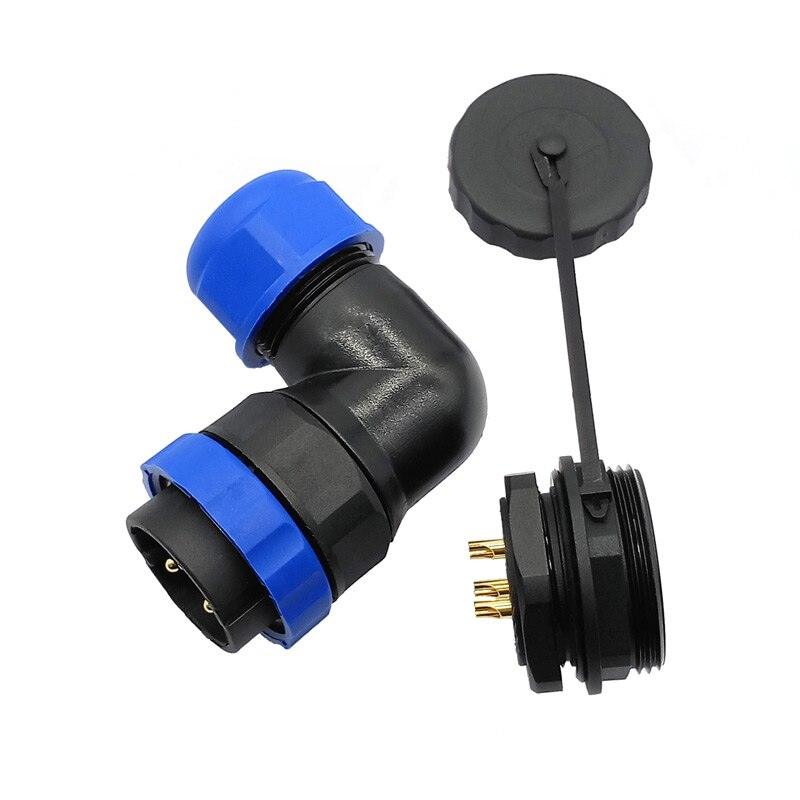 SP28  waterproof  IP68 cable connector 2pin 3/4/5/6/7/8/9/10/12/14/16/19/22/24/26Pin angle connectors 90 degree elbow.