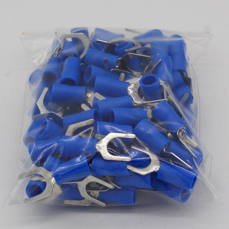 SV2-6 Blue insulation Furcate Terminal Cable Connector Wire Connector 100PCS/Pack SV2.5-6 SV.