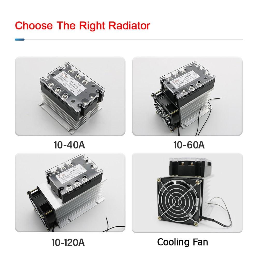 TSR  SSR-10AA 25A 40A 60A 80A Three Phase SSR Solid State Relay AC Control AC 480V 70-280V Input Aluminum Radiator Heat Sink.