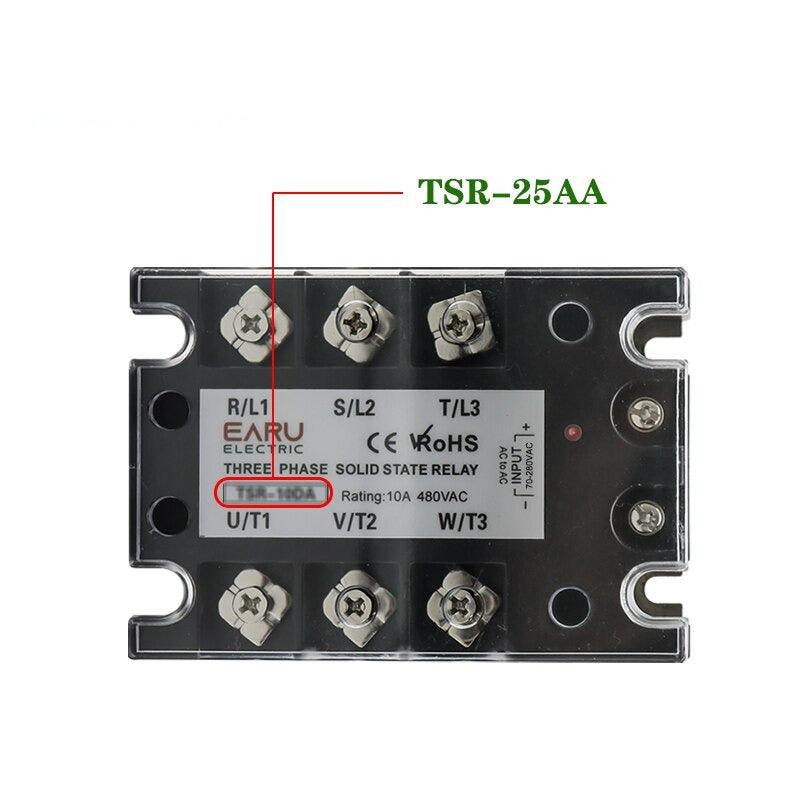 TSR  SSR-10AA 25A 40A 60A 80A Three Phase SSR Solid State Relay AC Control AC 480V 70-280V Input Aluminum Radiator Heat Sink.