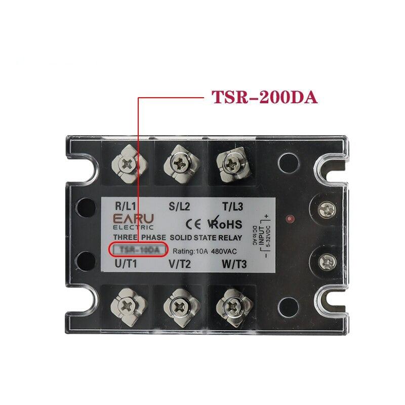 TSR  SSR-10DA SSR-40DA SSR 25A 60A 80A 100A Three Phase SSR Solid State Relay DC Control AC 480V 5-32V Input Aluminum Heatsink.