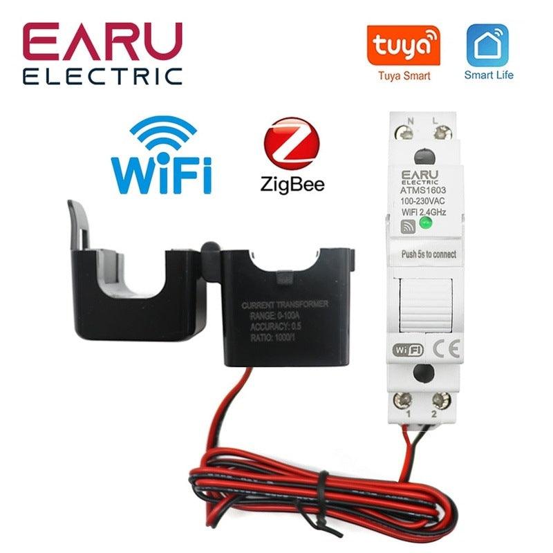 Tuya Smart WiFi /Zigbee Electricity KWH Meter Din Rail Single Phase AC 110V 240V 50A 63A CT AC Meter App Real Time Monitor Power.