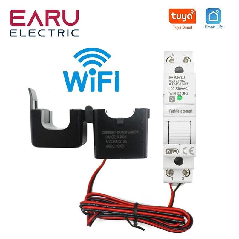 Tuya Smart WiFi /Zigbee Electricity KWH Meter Din Rail Single Phase AC 110V 240V 50A 63A CT AC Meter App Real Time Monitor Power.