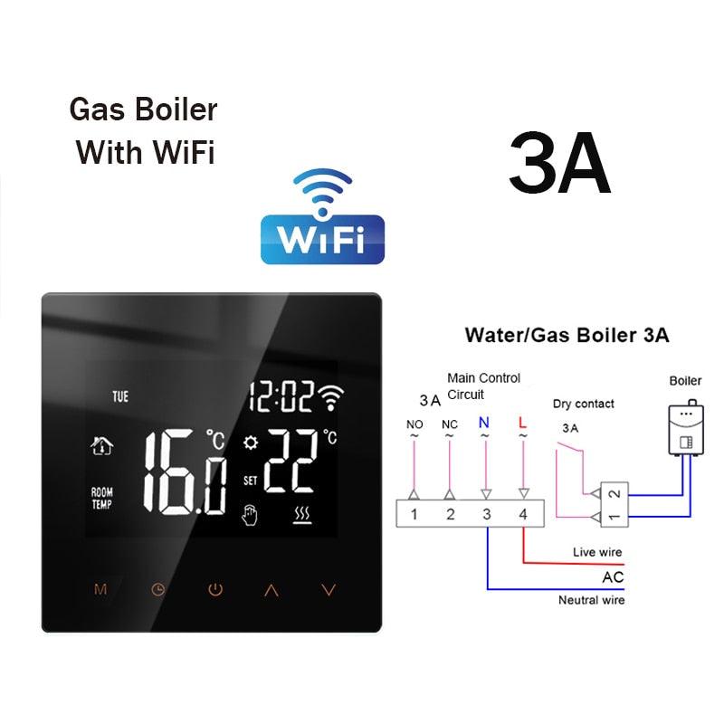 Tuya WiFi Smart Thermostat Electric Floor Heating TRV Water Gas Boiler Temperature Voice Remote Controller for Google Home Alexa.