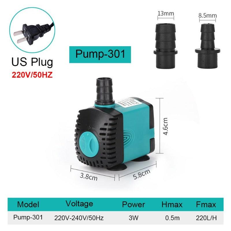 Ultra-Quiet Submersible Water Fountain Pump 3W 6W 10W 15W 25W Filter Fish Pond Aquarium Water Tank Pump 220V-240V EU CN plug.