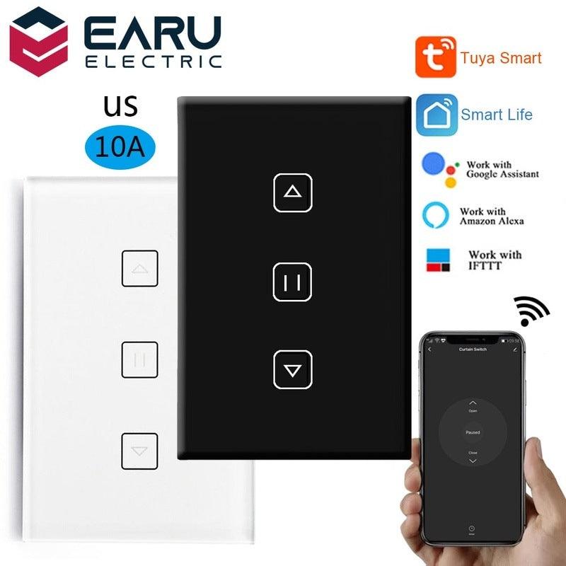 US WiFi Smart Timer Glass Wall Touch Curtain Switch Controller Roller Shutter Electric Motor TUYA Smart Life Google Home Alexa.