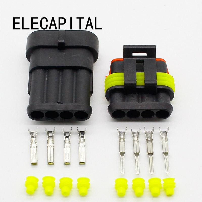 Wholesale 5 Sets NEW Car Auto 4 Pin Way Sealed Waterproof Electrical Wire Connector Plug Set.