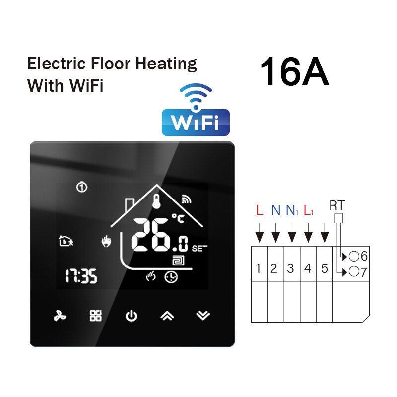 WiFi Smart Thermostat Temperature Controller Electric Floor Heating TRV Water Gas Boiler Remote Control ByTuya Alexa Google Home.