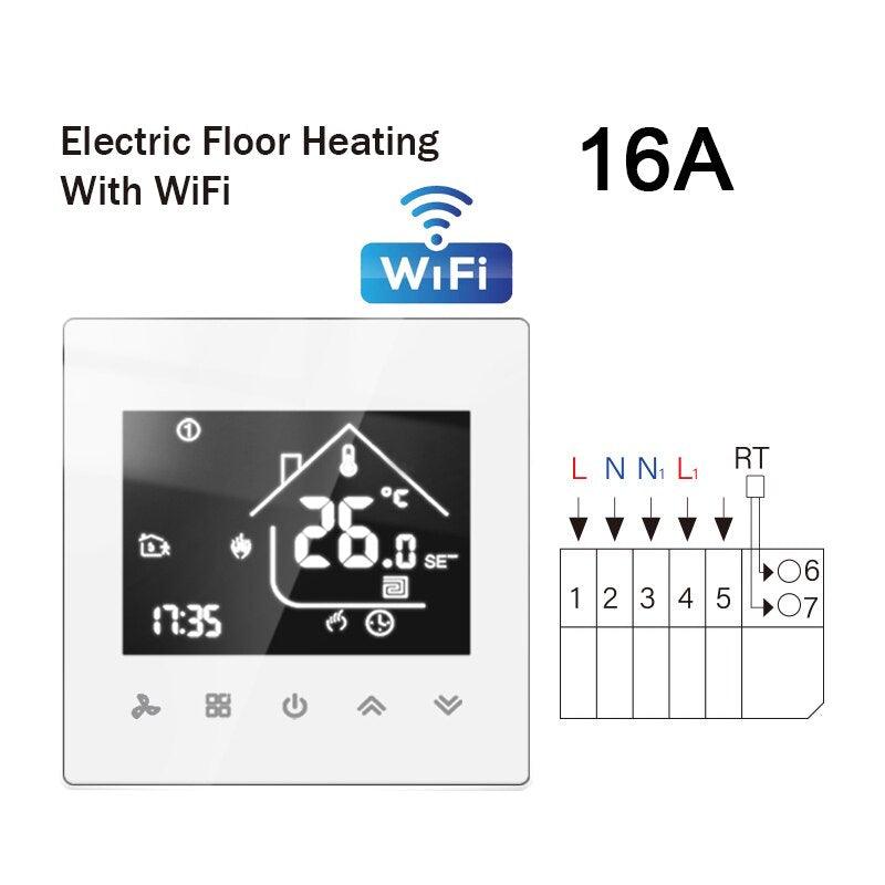 WiFi Smart Thermostat Temperature Controller Electric Floor Heating TRV Water Gas Boiler Remote Control ByTuya Alexa Google Home.