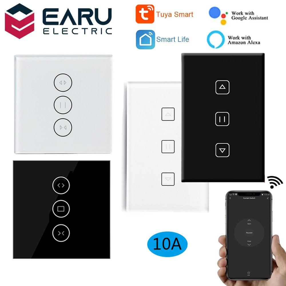 WiFi Smart Timer Glass Wall Touch Curtain Switch Controller Roller Shutter Electric Motor TUYA Smart Life App Google Home Alexa.